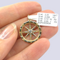 14K Yellow Gold Compass Rose Pendant Inlaid With Natural Diamonds And White Sapphire