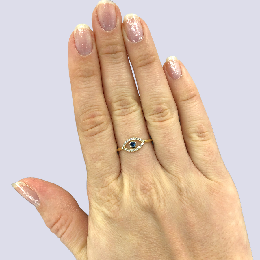 14k evil deals eye ring