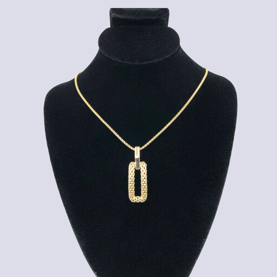 14K Yellow Gold Basket Drop Caviar Necklace