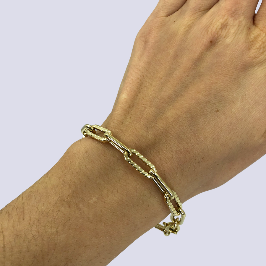 14K Yellow Gold Paperclip Bracelet 