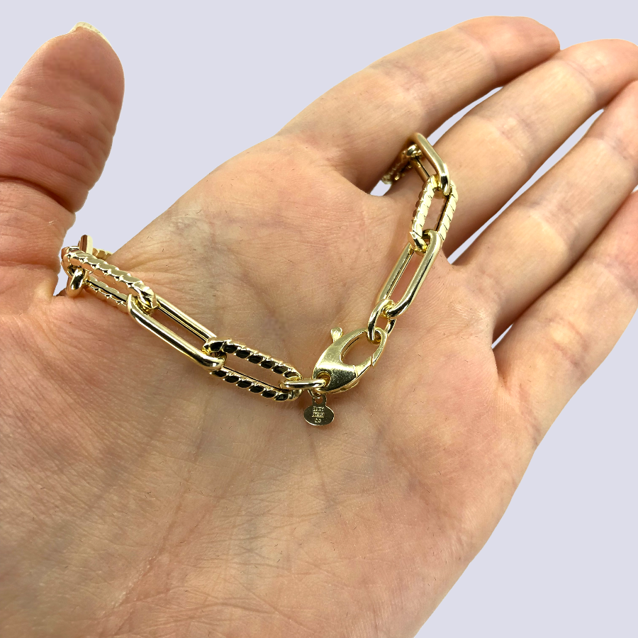 14K Yellow Gold Paperclip Bracelet 