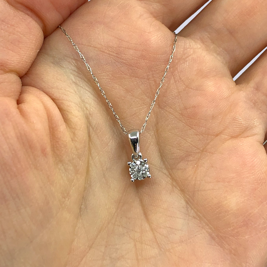 Everyday Delicate Necklace With Diamonds in 10K White Gold