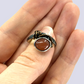 925 Oxidized Silver Ring With Peach Moonstone, Size 7