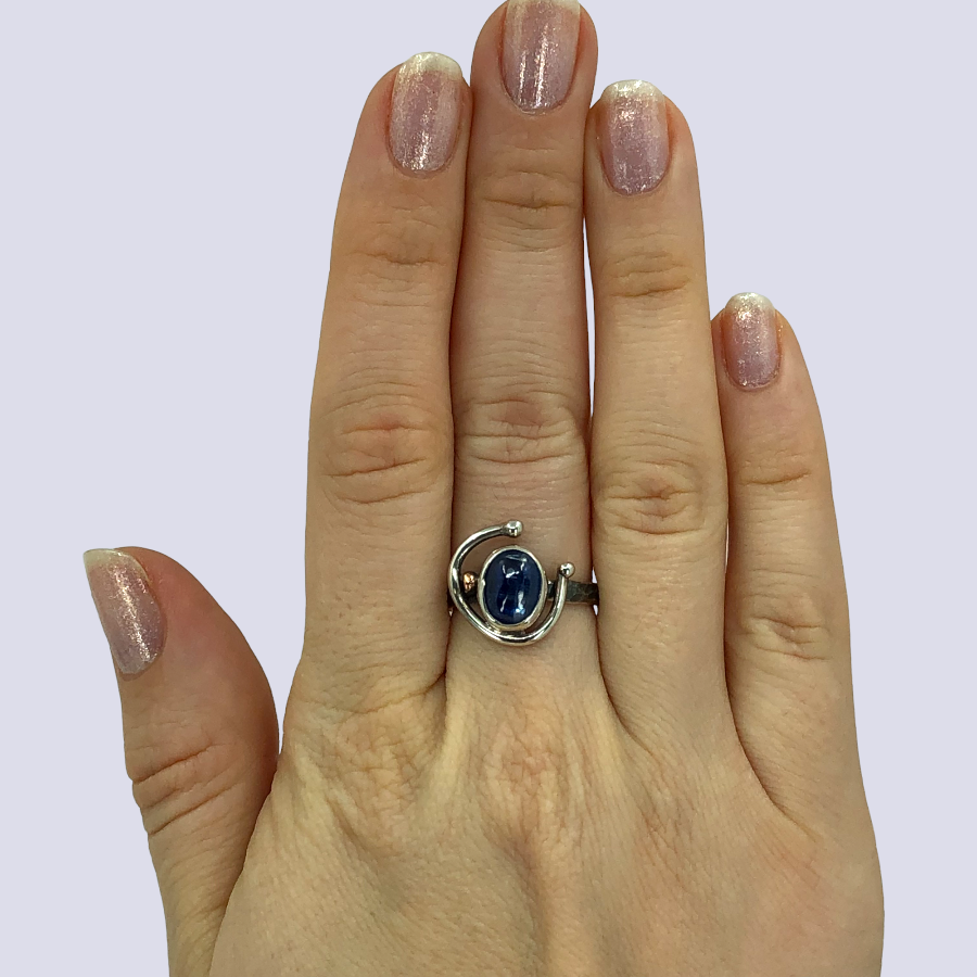 925 Oxidized Silver Ring With Kyanite, Size 7