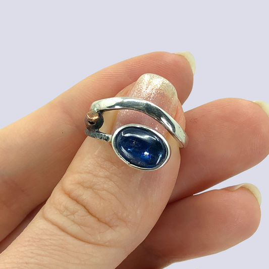 925 Oxidized Silver Ring With Kyanite, Size 6
