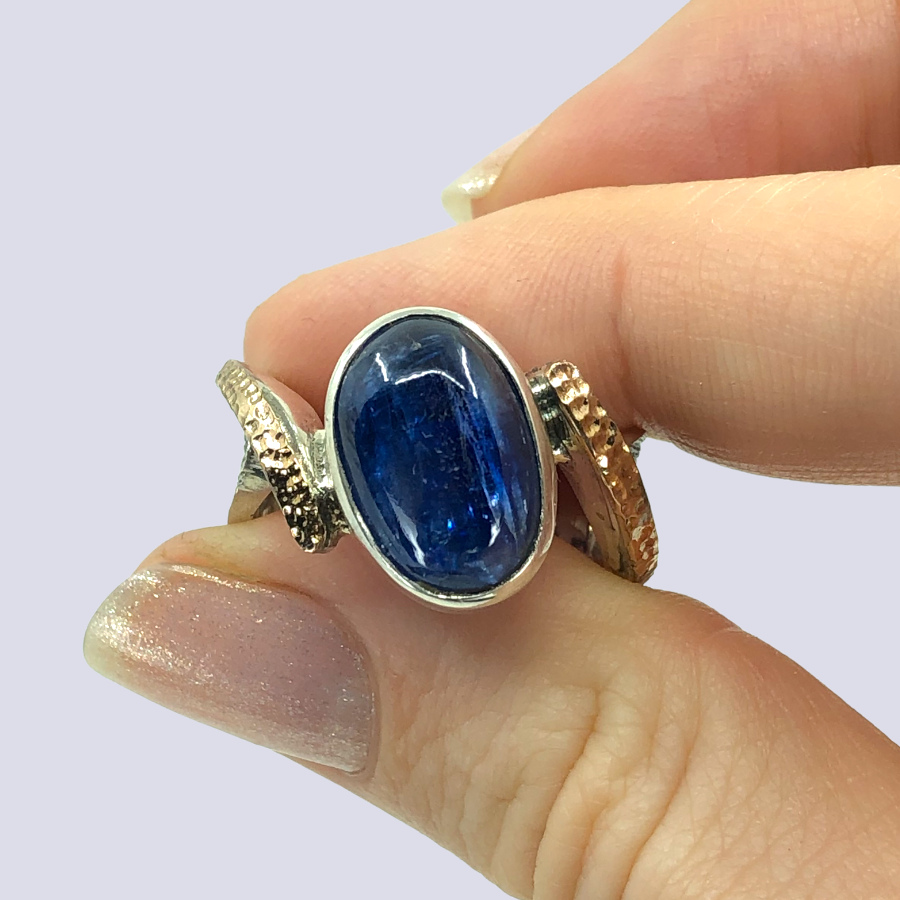 925 Oxidized Silver Ring With Kyanite, Size 8