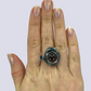 925 Oxidized Silver Ring With Tourmaline And Kyanite, Size 7.5