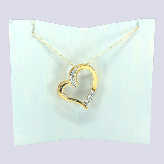 10K Yellow Gold Swirl Shape Necklace With Diamonds